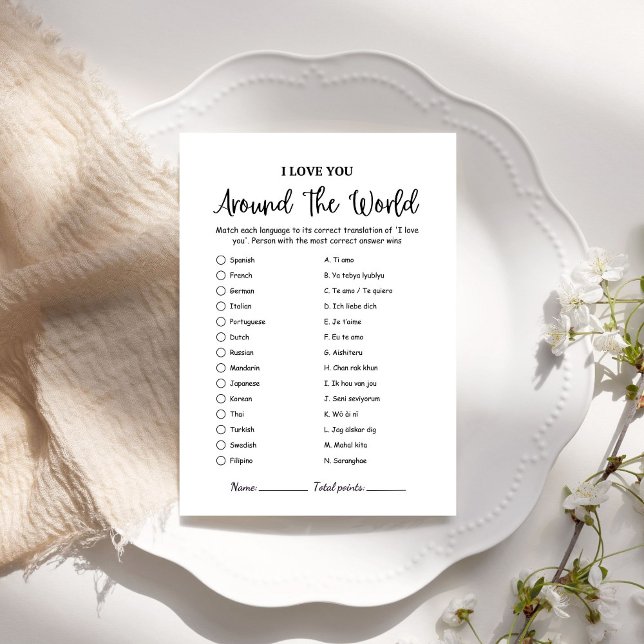 Modern I love you Around the world Game card (Subido por el creador)