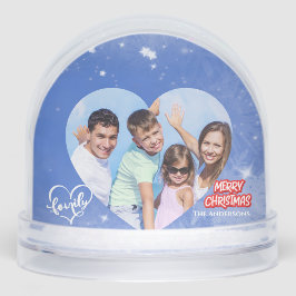 Modern Icy Blue Christmas Family Photo Name 