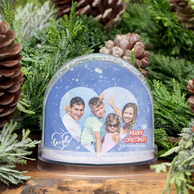 Modern Icy Blue Christmas Family Photo Name  (Invierno)
