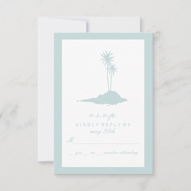 Modern Island Beach Wedding RSVP - Azul (Anverso)