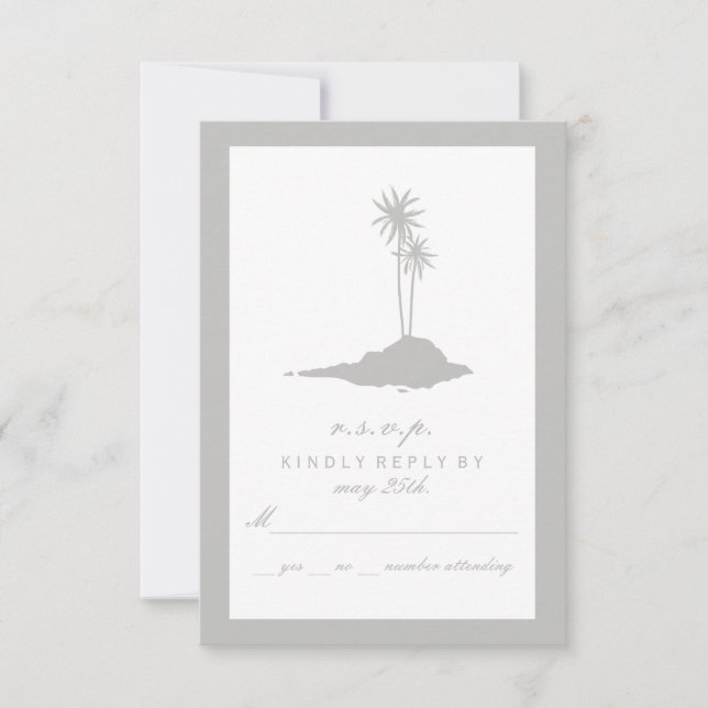 Modern Island Beach Wedding RSVP - Gris (Anverso)