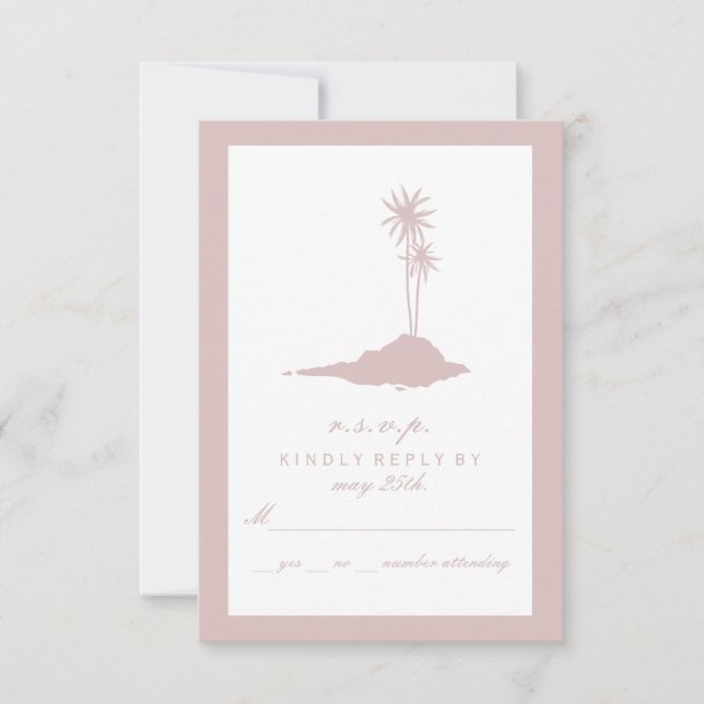 Modern Island Beach Wedding RSVP - Rubor (Anverso)
