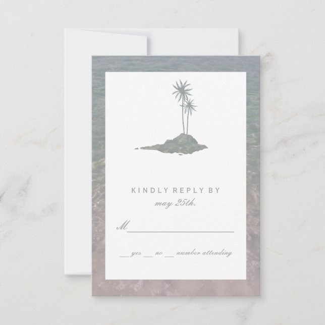 Modern Island Water Beach Wedding RSVP (Anverso)