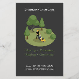 Modern Lawn Mowing Service Business Flyer with QR 