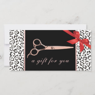 Modern Leopard Rosa Gold Scissor Gift Certificados