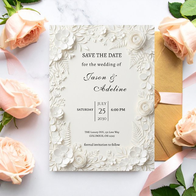 Modern Luxury Floral Wedding Save the Date (Subido por el creador)