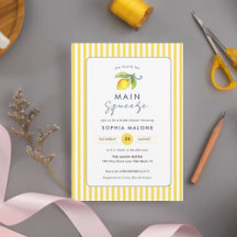 Modern Main squeeze Lemon Bridal Ducha Invitación
