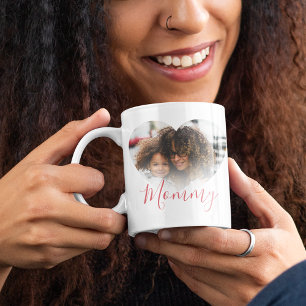 Modern Mamá Foto de Corazón Taza de Café