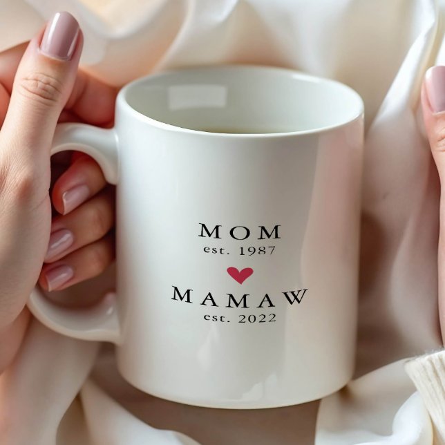 Modern Mamá | Memaw Año de Est. Taza de Café (Subido por el creador)