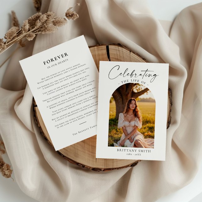 Modern Memorial Photo Funeral Sympathy Prayer Card (Subido por el creador)