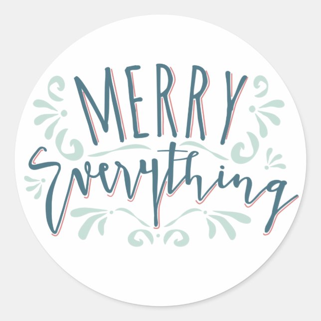 Modern Merry Everything Brush Swirl Pegatina (Anverso)
