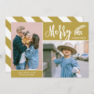 Modern Merry Two Photo Navidad Gold