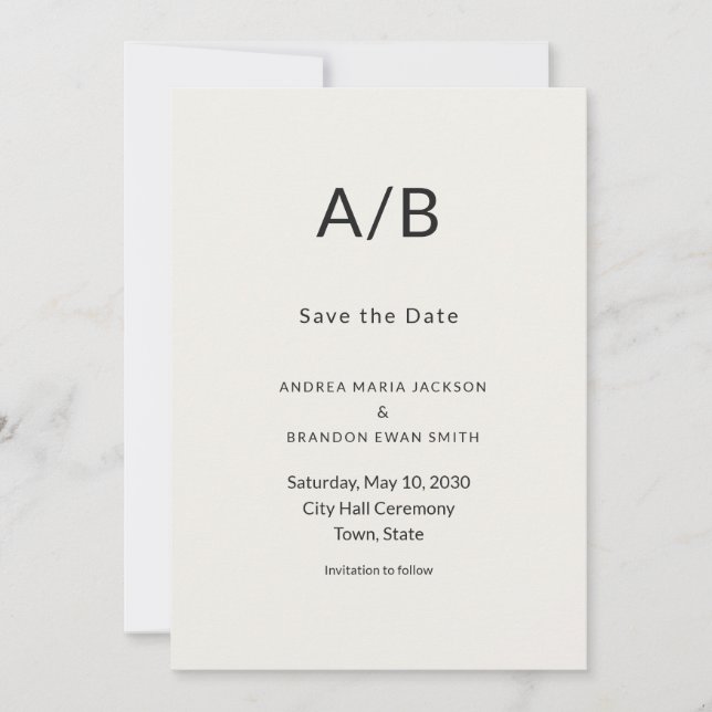 Modern Minimal City Hall Save the Date Card (Anverso)