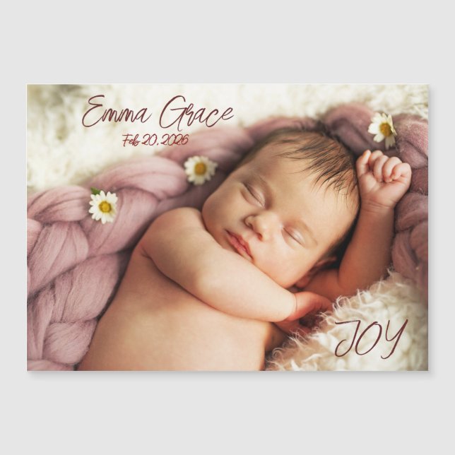 Modern Minimal Photo Birth Announcement Magnet (Anverso)