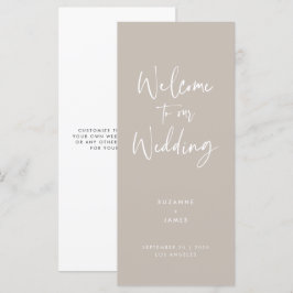Modern Minimal Taupe Script Wedding Program