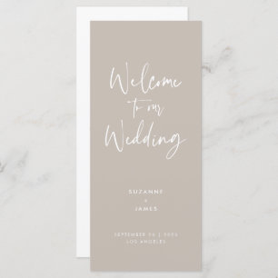 Modern Minimal Taupe Script Wedding Program