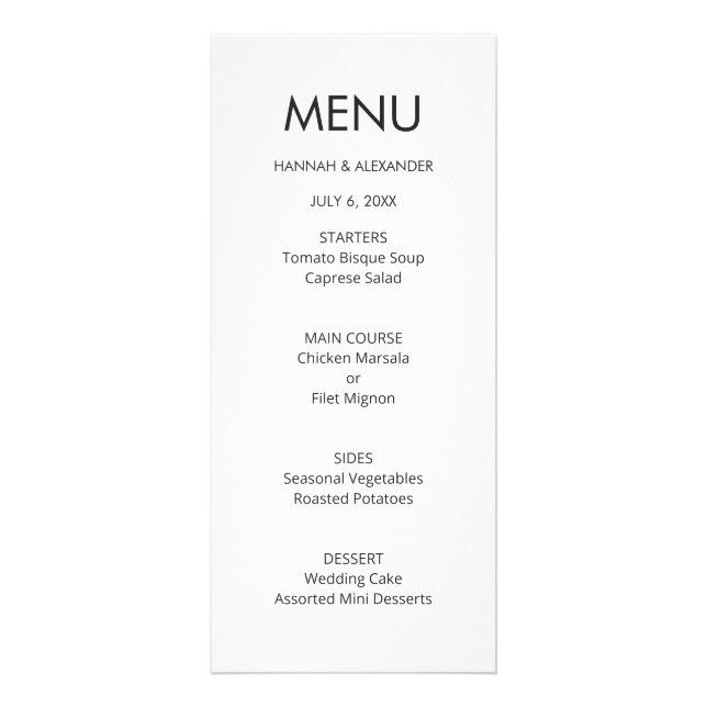 Modern Minimal Wedding Menu - Easy Edit (Frente)