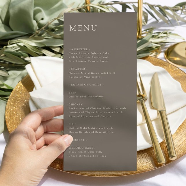 Modern Minimal Wedding Reception Menu Taupe (Subido por el creador)