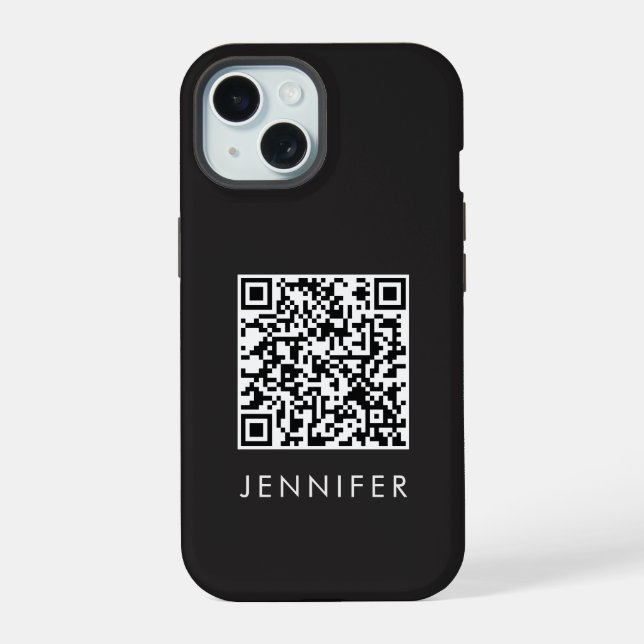 Modern Minimalist Black Executive QR Code Monogram (Reverso )