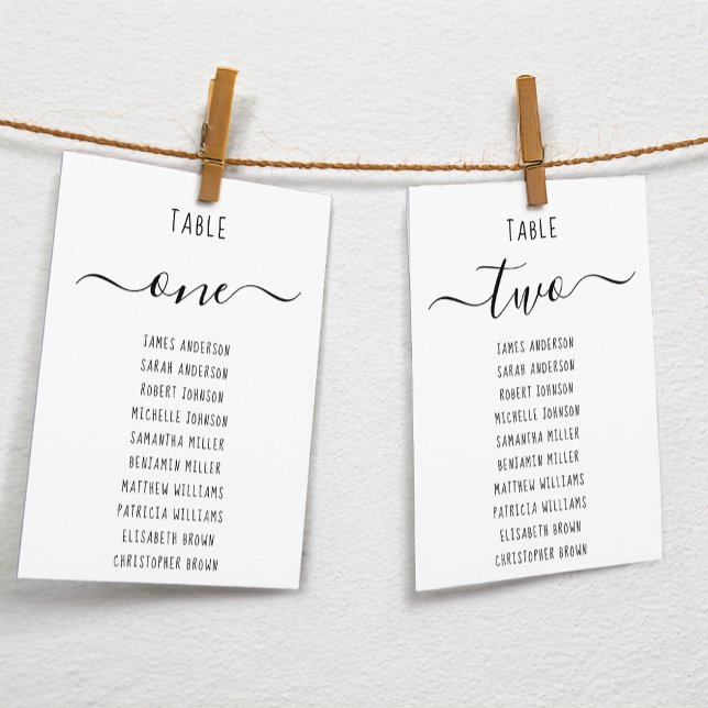 Modern Minimalist Black & White Seating Chart Card (Subido por el creador)