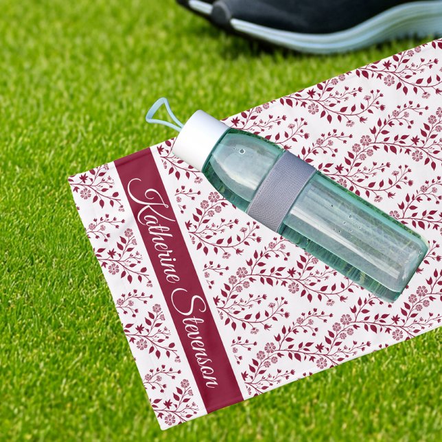 Modern Minimalist Burgundy Red White Floral Sports (Subido por el creador)