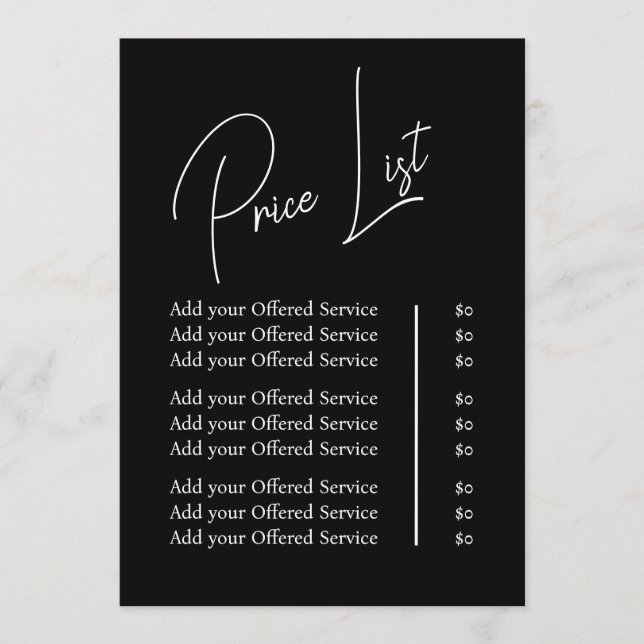 Modern Minimalist Business Branding Menu and Price (Anverso)