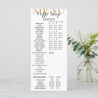 Modern minimalist Coffee Shop Menu Template