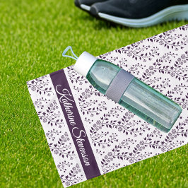 Modern Minimalist Dark Plum White Floral Sports