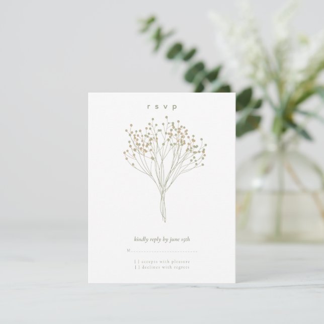 Modern Minimalist Floral Baby Shower RSVP Card (Anverso de pie)