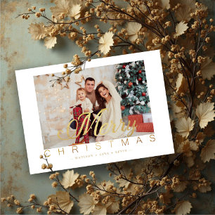 Modern Minimalist Merry Christmas Photo Family