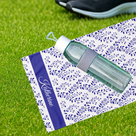 Modern Minimalist Navy Blue White Floral Sports