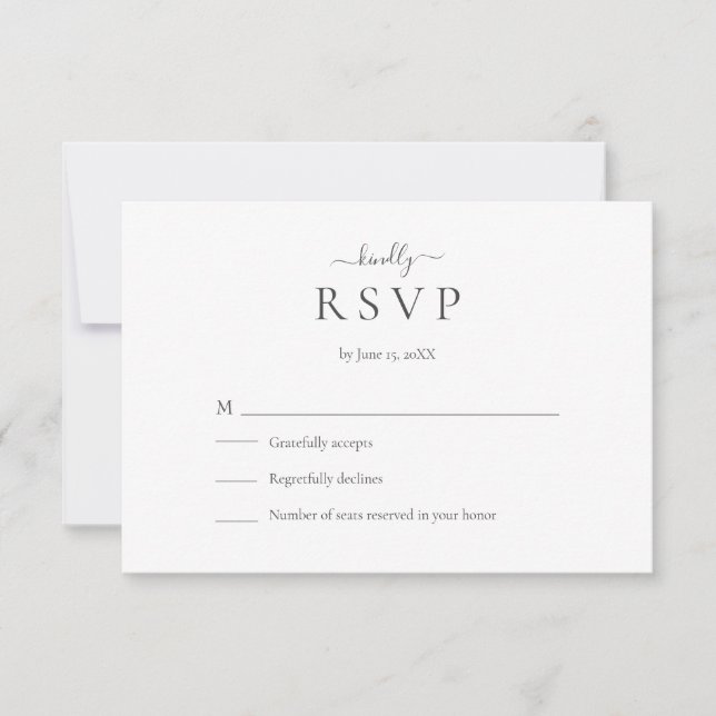 Modern Minimalist Script Wedding RSVP Card (Anverso)