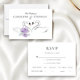 Modern Minimalist Swan RSVP Card with Meal Options