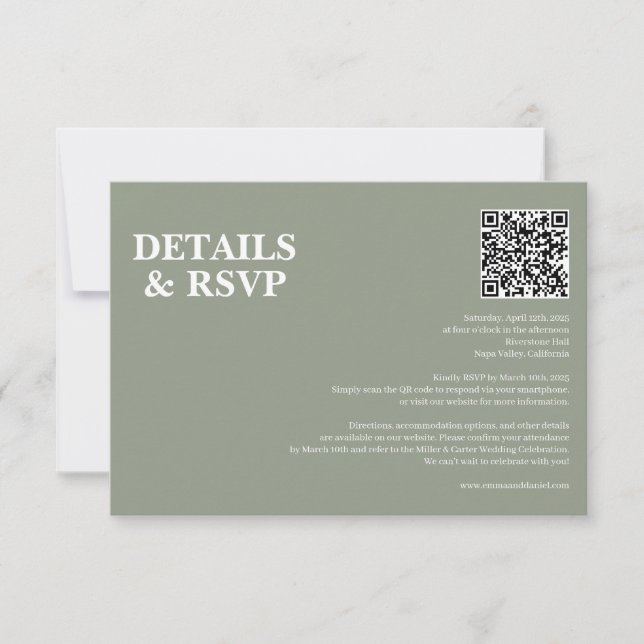 Modern Minimalist Wedding RSVP Card (Anverso)