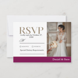 Modern Minimalist Wedding RSVP Card with Photo