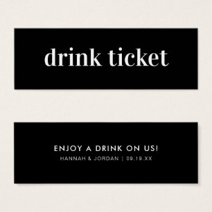 Modern Minimalista   Ticket de Bebida de Bar de Bo