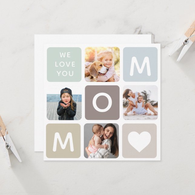 Modern MOM Photo Collage Mother's Day Cute Family (Anverso/Reverso In Situ)