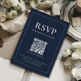 Modern Moody Wedding RSVP Card with QR code