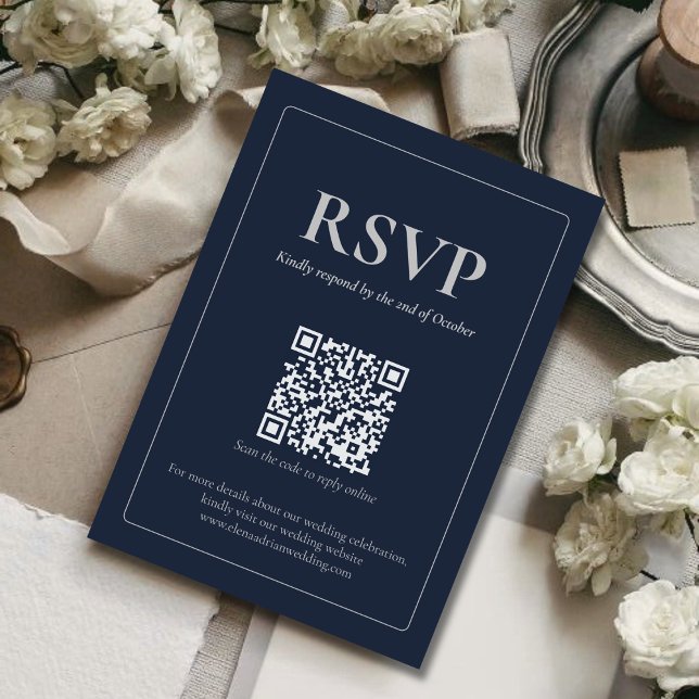Modern Moody Wedding RSVP Card with QR code (Subido por el creador)