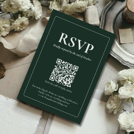 Modern Moody Wedding RSVP Card with QR code