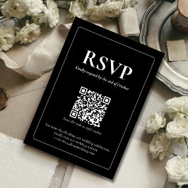 Modern Moody Wedding RSVP Card with QR code