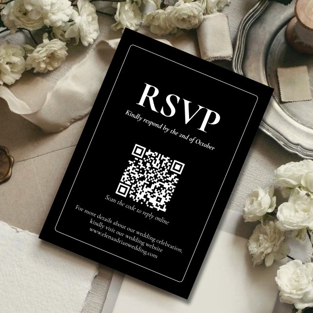 Modern Moody Wedding RSVP Card with QR code (Subido por el creador)
