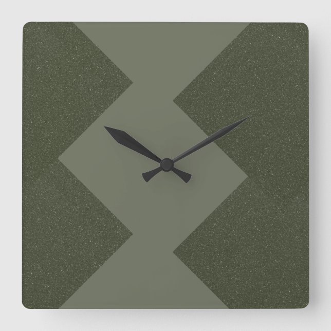 Modern Moss Green Zigzag reloj de pared (Anverso)