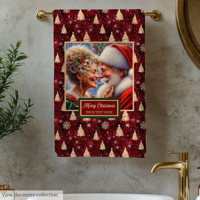Modern Mr. y Mrs. Claus Holiday Bath Toalla (Modern Mr. and Mrs. Claus Holiday Bath Towel)