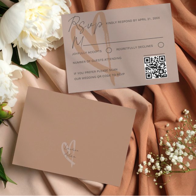 Modern Neutral Heart Wedding RSVP Card (Subido por el creador)