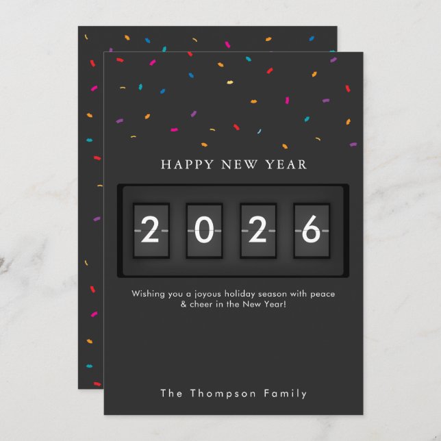 Modern New Year Simple Countdown Confetti (Anverso / Reverso)