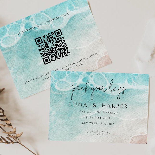 Modern Ocean Tide Watercolor Beach Wedding (Subido por el creador)