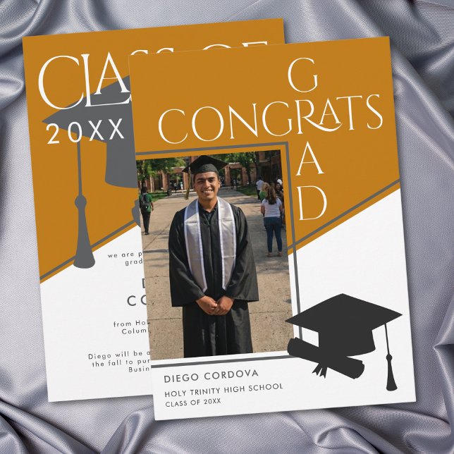 Modern Orange White Geometric Photo Graduation (Modern Orange White Geometric Photo Graduation)