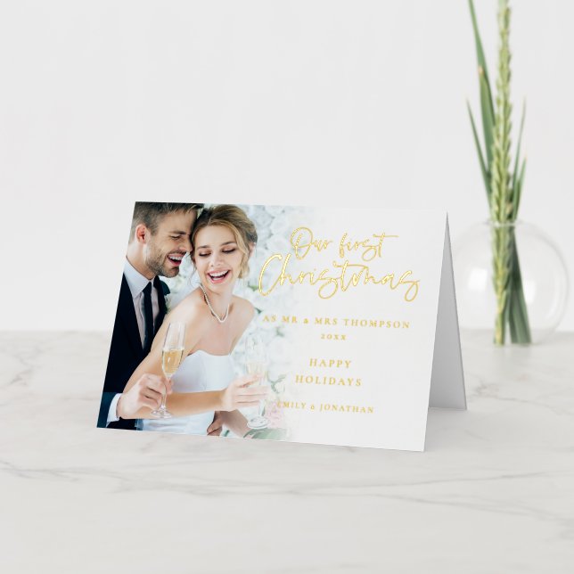 Modern Our First Christmas Mr Mrs Photo Luxury (Anverso)