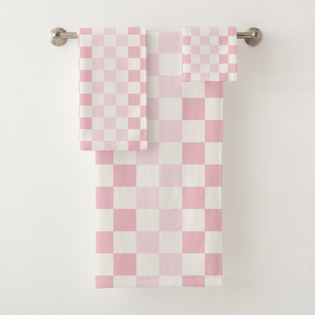Modern Pastel Pink Checkerboard Check Pattern  (In situ)